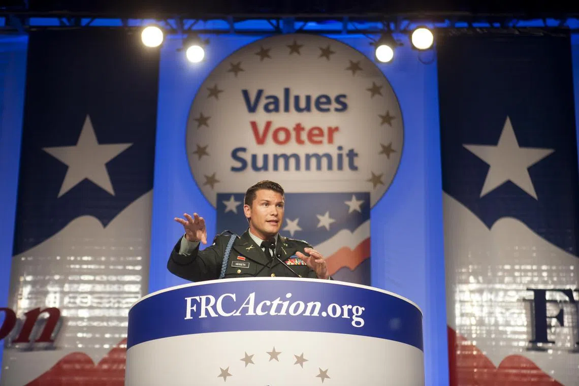 Mr Pete Hegseth, a veteran of the wars in Iraq and Afghanistan, seen in this 2009 photo, has expressed disdain for so-called “woke” policies of Pentagon leaders.