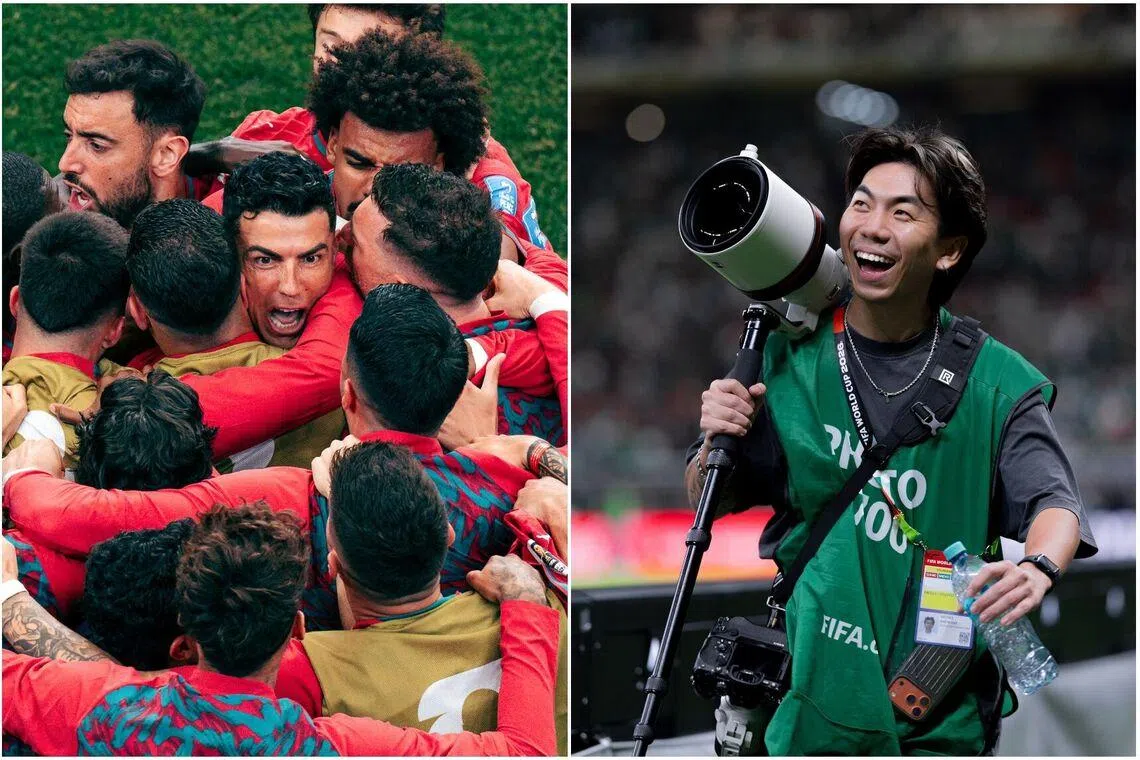 Singaporean photographer Edmund Wong caught the moment Cristiano Ronaldo scored his first goal in the 2026 World Cup and rushed to his teammates in celebration.