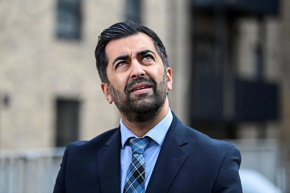 Scotland's First Minister Humza Yousaf visits Hillcrest Homes housing development in Dundee, Scotland, Britain, April 26, 2024. REUTERS/Lesley Martin