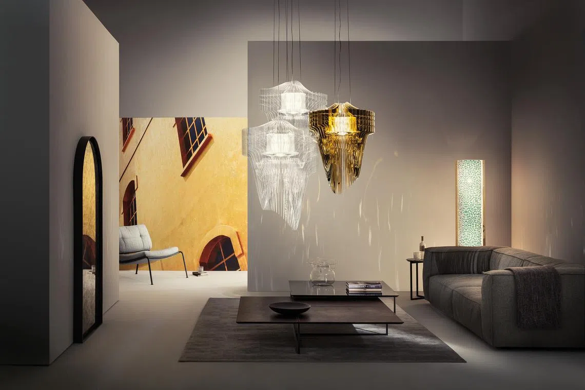 The Aria Suspension by Slamp was designed by Pritzker Prize laureate, architect Zaha Hadid in 2013. It comes in three colours and is available from the Slamp monobrand showroom at Baroque House in Rowell Road. 