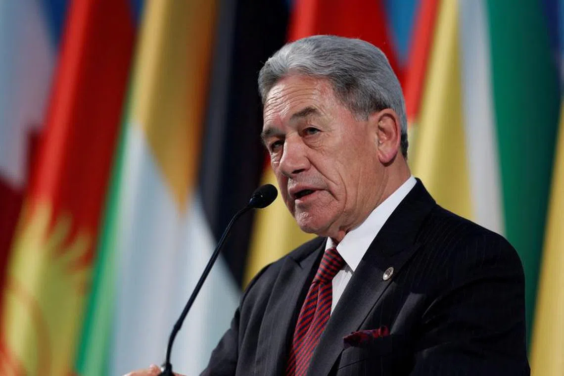 FILE PHOTO: New Zealand's Foreign Minister Winston Peters speaks during a news conference after he attended an emergency meeting of the Organisation of Islamic Cooperation (OIC) in Istanbul, Turkey, March 22, 2019. REUTERS/Murad Sezer/File Photo