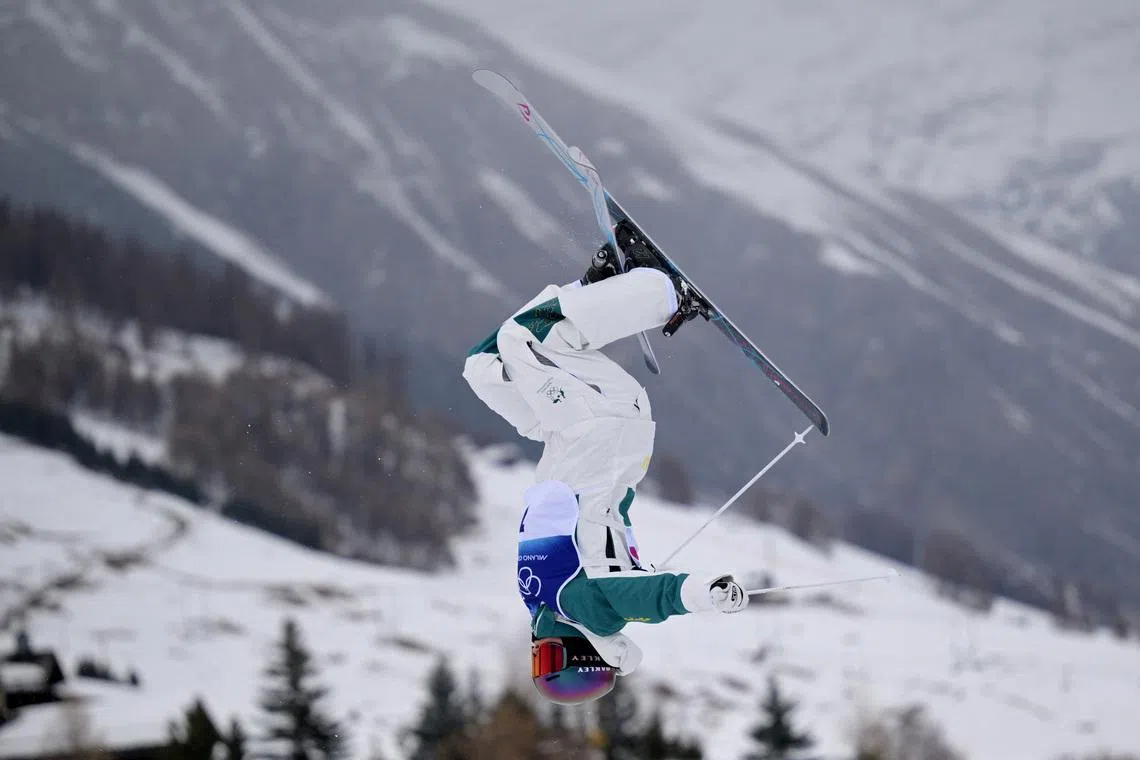 Milano Cortina 2026 Olympics - Freestyle Skiing - Women's Moguls Qualification 1 - Livigno Aerials & Moguls Park, Livigno, Italy - February 10, 2026. Jakara Anthony of Australia in action during the Women's Moguls Qualification 1 REUTERS/Dylan Martinez