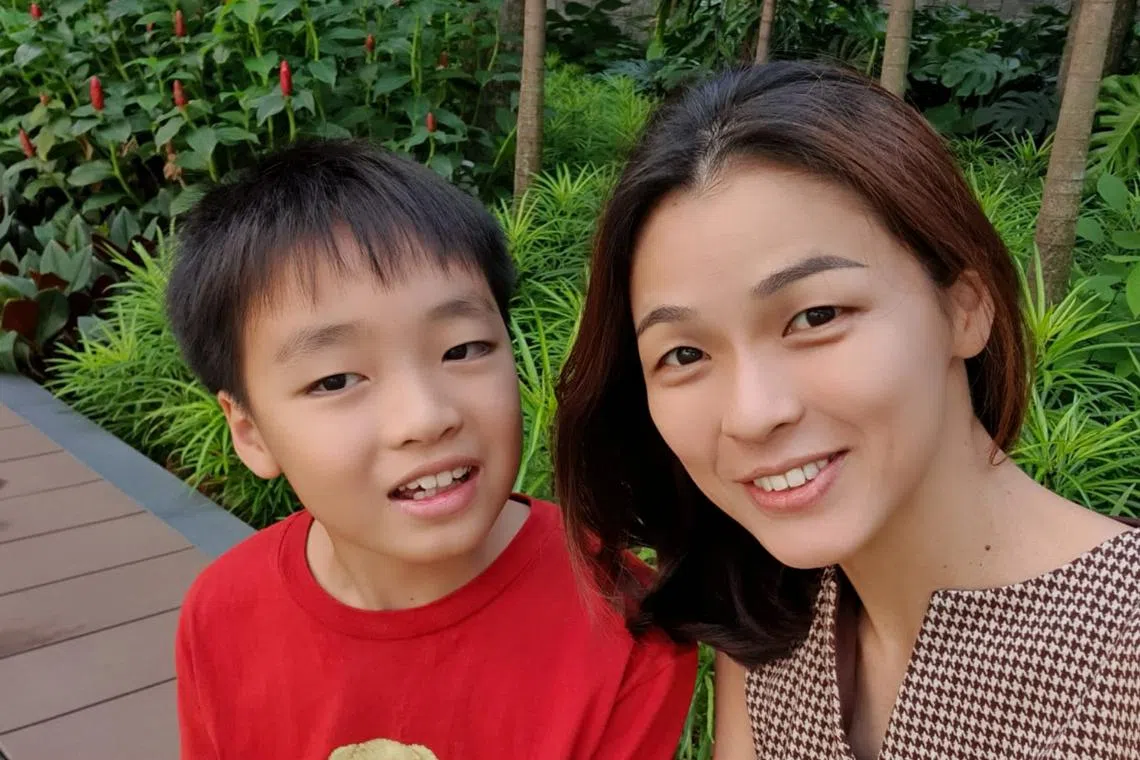 Ms Vanecia Er and her son Austen, who has autism. Ms Er said early diagnosis and intervention for autism helped in Austen’s development.