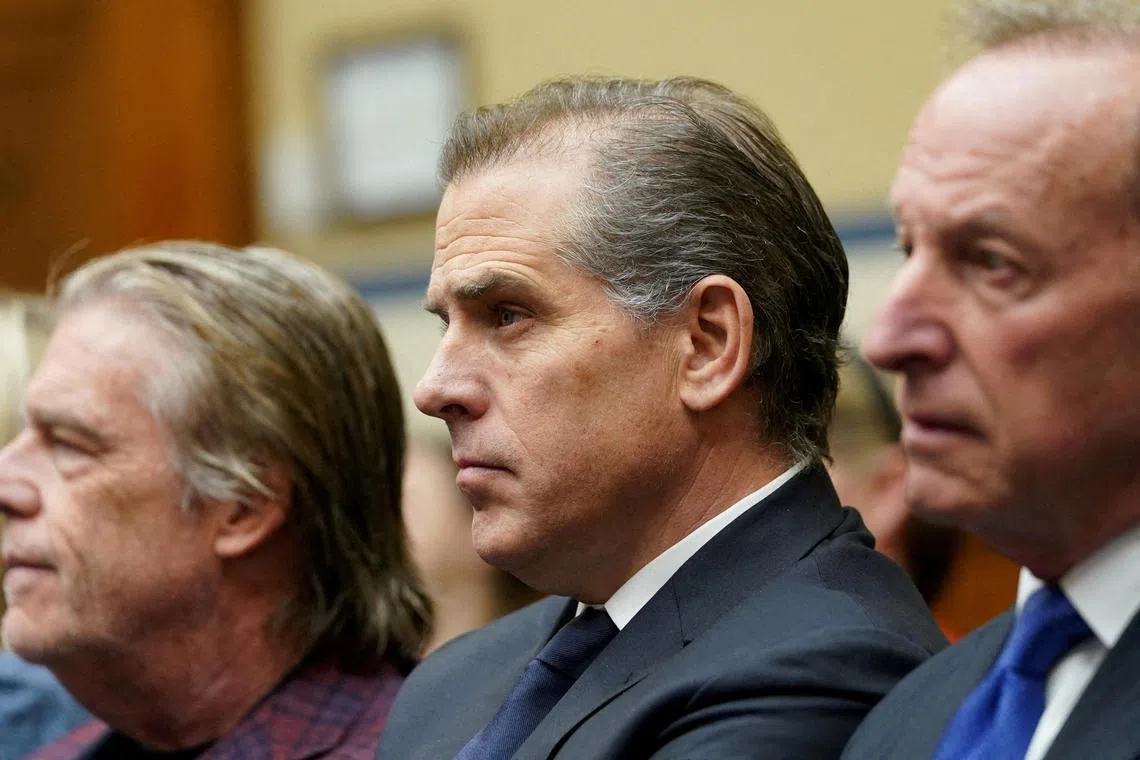 Mr Hunter Biden, son of US President Joe Biden, appearing at a congressional hearing  in January.