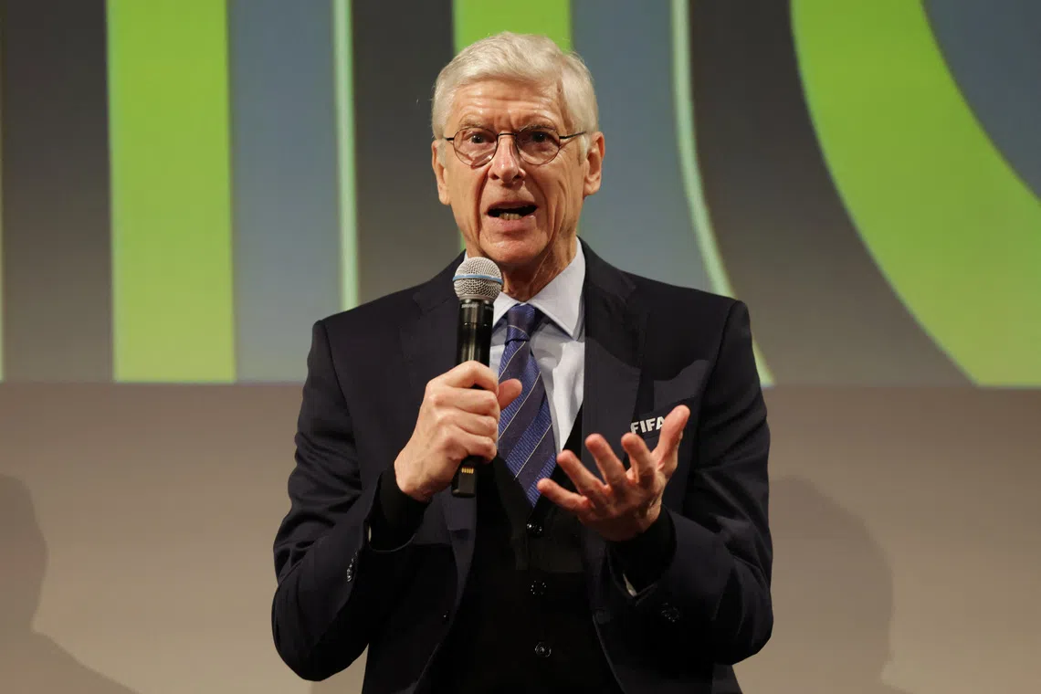 Soccer Football - FIFA World Cup 2026 - Panel with FIFA's Chief of Global Football Development Arsene Wenger, FIFA's Chief Football Officer Jill Ellis, FIFA's Director of Innovation Johannes Holzmuller and former referee Pierluigi Collina - John F. Kennedy Memorial Center for the Performing Arts, Washington D.C., District of Columbia, U.S. - December 4, 2025 FIFA's Chief of Global Football Development Arsene Wenger speaks during the panel REUTERS/Jeenah Moon
