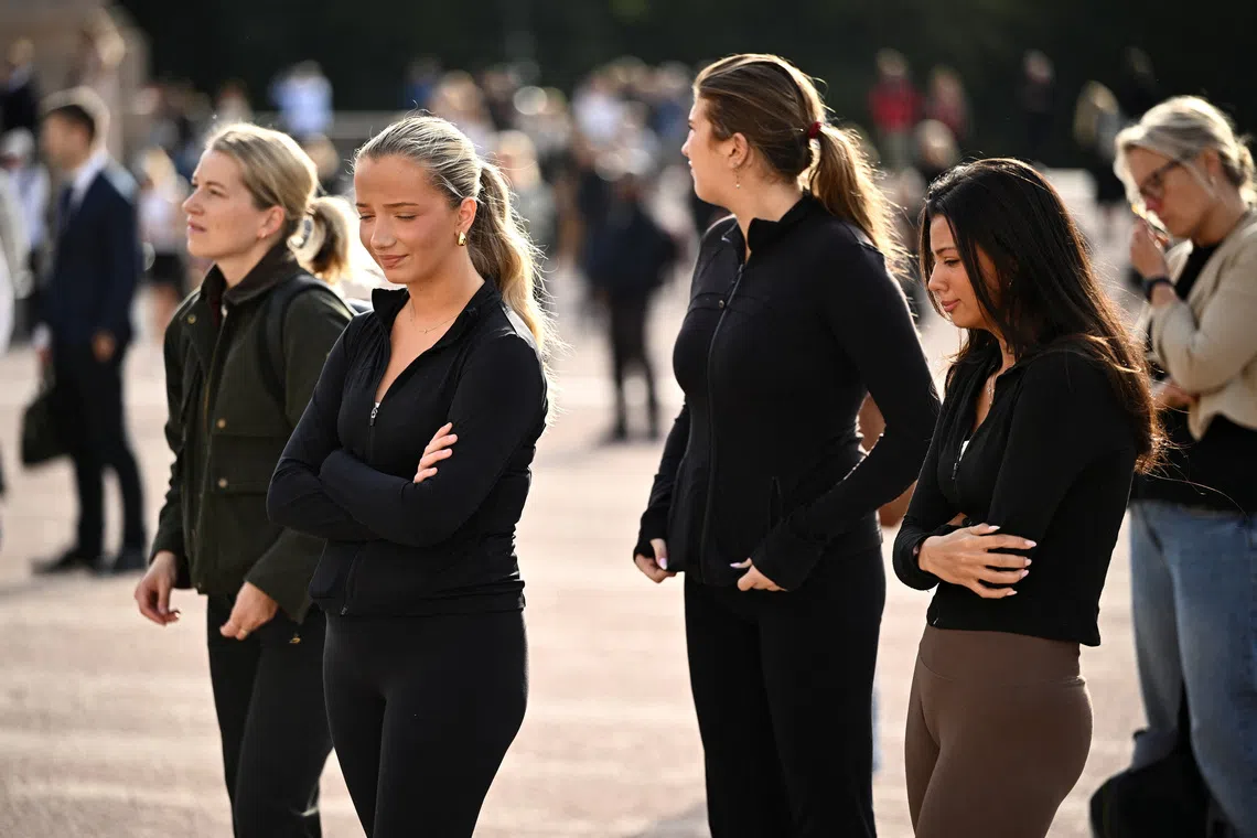 People gather outside the Royal Palace, following the death of Norway's King Harald, in Oslo, Norway, August 28, 2026. REUTERS/Dylan Martinez