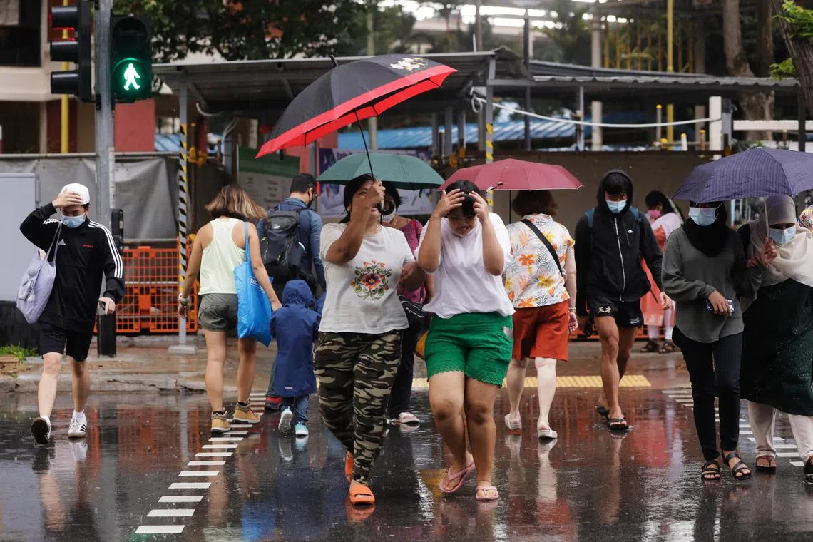 Heavy rain was expected in the northern, central and eastern parts of Singapore until 4.30pm.