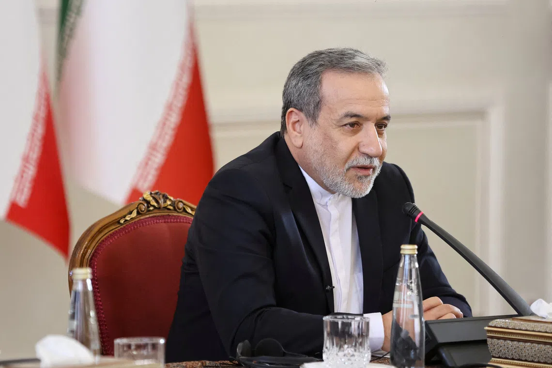 Iranian Foreign Minister Abbas Araghchi speaks during a meeting with foreign ambassadors to Iran, in Tehran, Iran, October 5, 2025. Majid Asgaripour/WANA (West Asia News Agency) via REUTERS