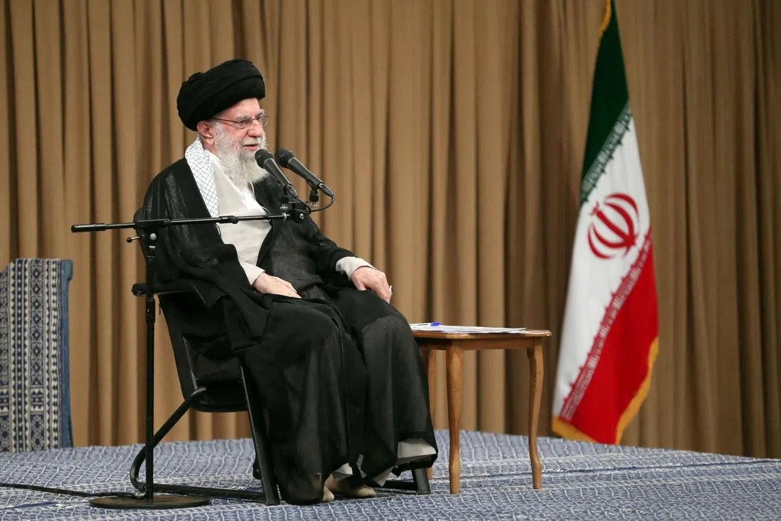 Iran's Supreme Leader Ayatollah Ali Khamenei speaks during a meeting in Tehran, Iran, September 25, 2024. Office of the Iranian Supreme Leader/WANA (West Asia News Agency)/Handout via REUTERS/File Photo