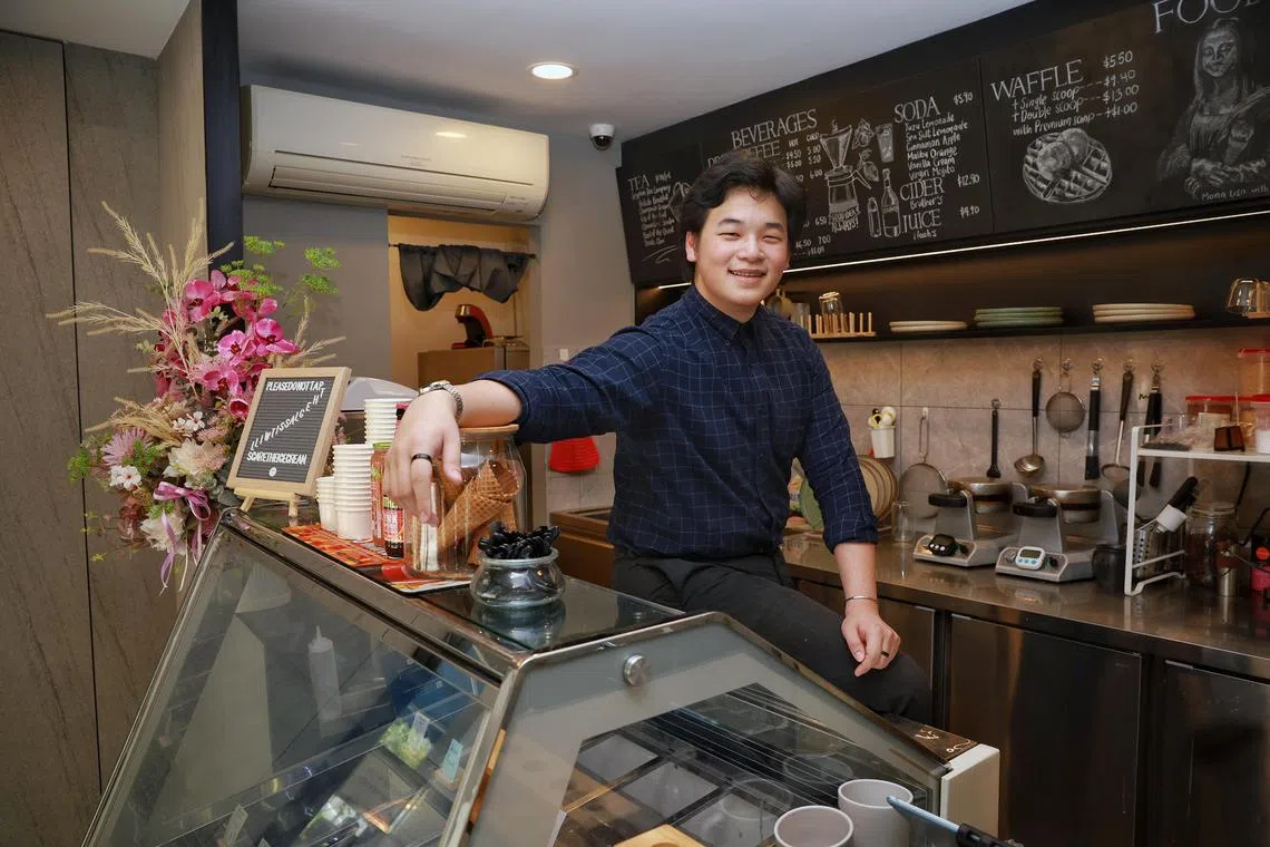 Everyone deserves a second chance, believes Mr Daryl Wong, 23, who started The Last Scoop, an ice cream cafe  that helps young ex-offenders pick up entrepreneurial skills. ST PHOTO: KEVIN LIM