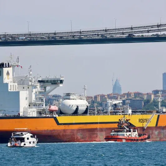 Rosneft's Russian-flagged crude oil tanker Vladimir Monomakh transits the Bosphorus in Istanbul, Turkey, on July 6, 2023.
