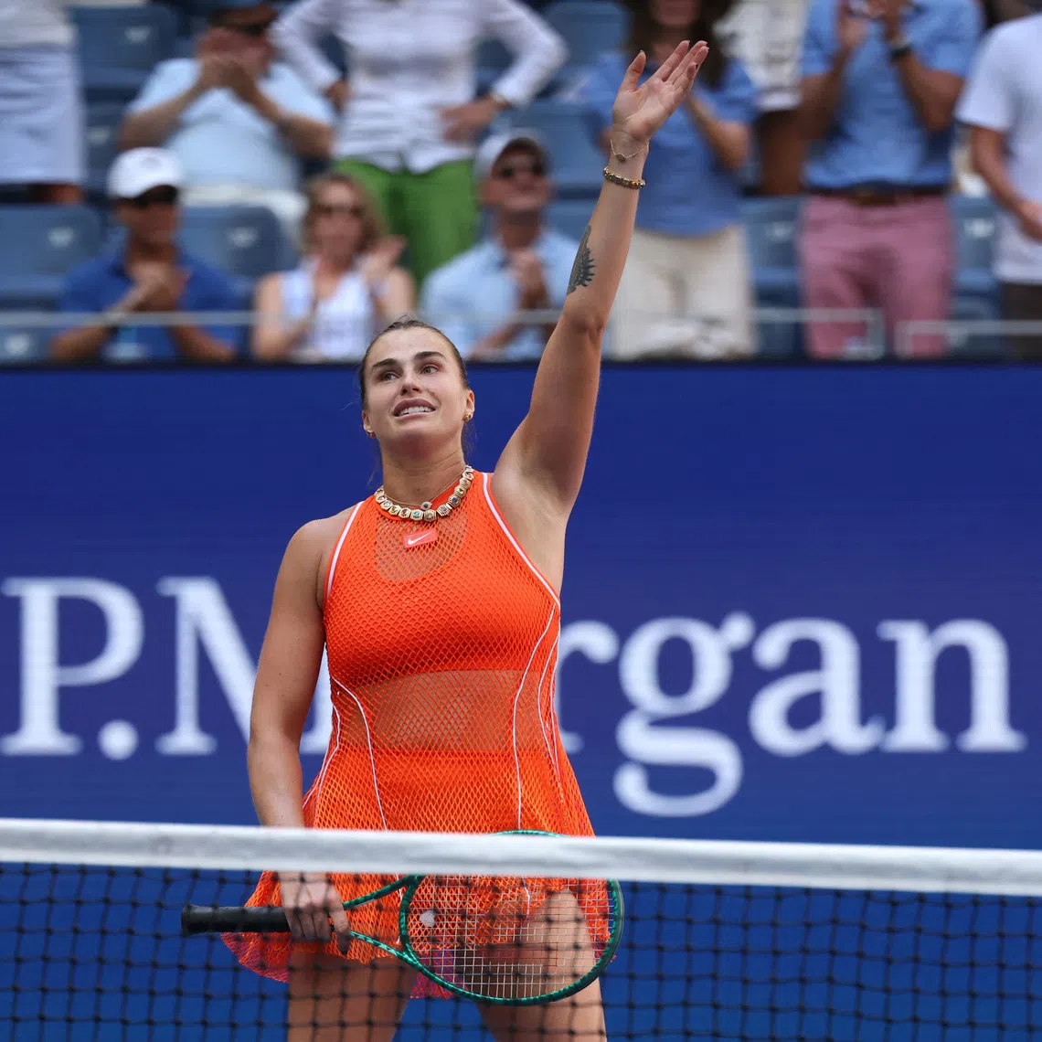 Tennis - U.S. Open - Flushing Meadows, New York, United States - September 8, 2026 Belarus' Aryna Sabalenka celebrates winning her quarter final match against Czech Republic's Linda Noskova IMAGN IMAGES via Reuters/Geoff Burke