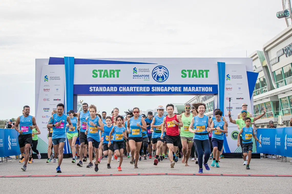 Participants at the Standard Chartered Singapore Marathon (SCSM) on Dec 3, 2022.