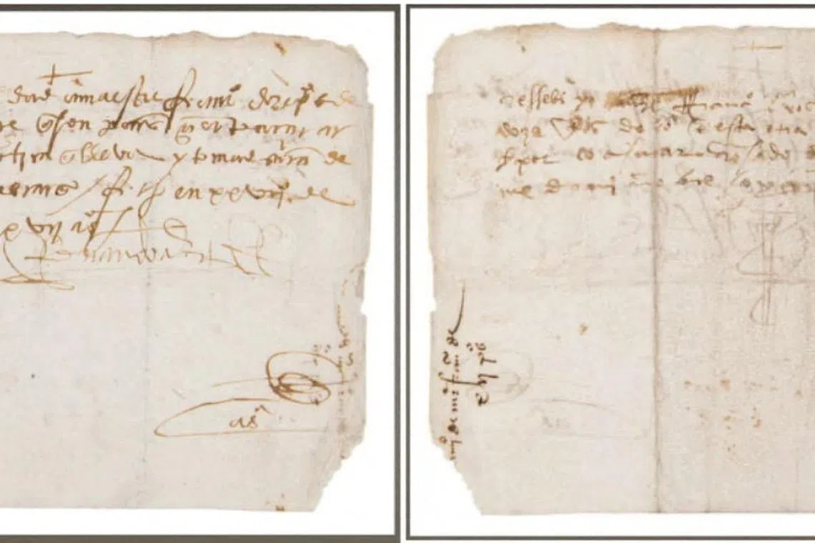 A combination image shows a manuscript signed by Spanish conquistador Hernan Cortes in 1527, believed to have been stolen from Mexico's national archives, and recovered and returned by the U.S. FBI to the Mexico government, in this handout image released on November 22, 2022. FBI Boston/Handout via REUTERS