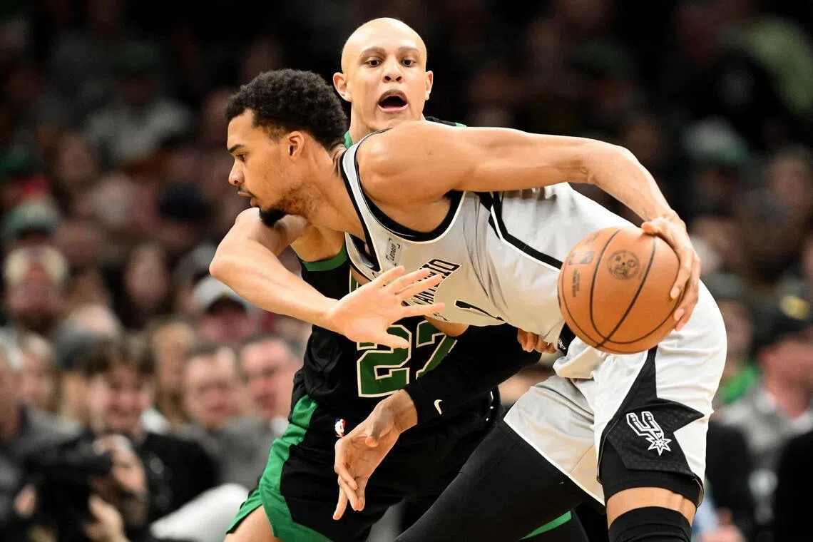 Victor Wembanyama shines late as San Antonio Spurs down Boston Celtics in NBA