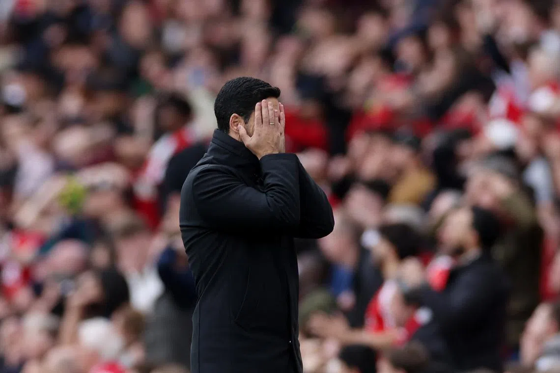 Soccer Football - Premier League - Arsenal v Aston Villa - Emirates Stadium, London, Britain - April 14, 2024 Arsenal manager Mikel Arteta Action Images via Reuters/Paul Childs