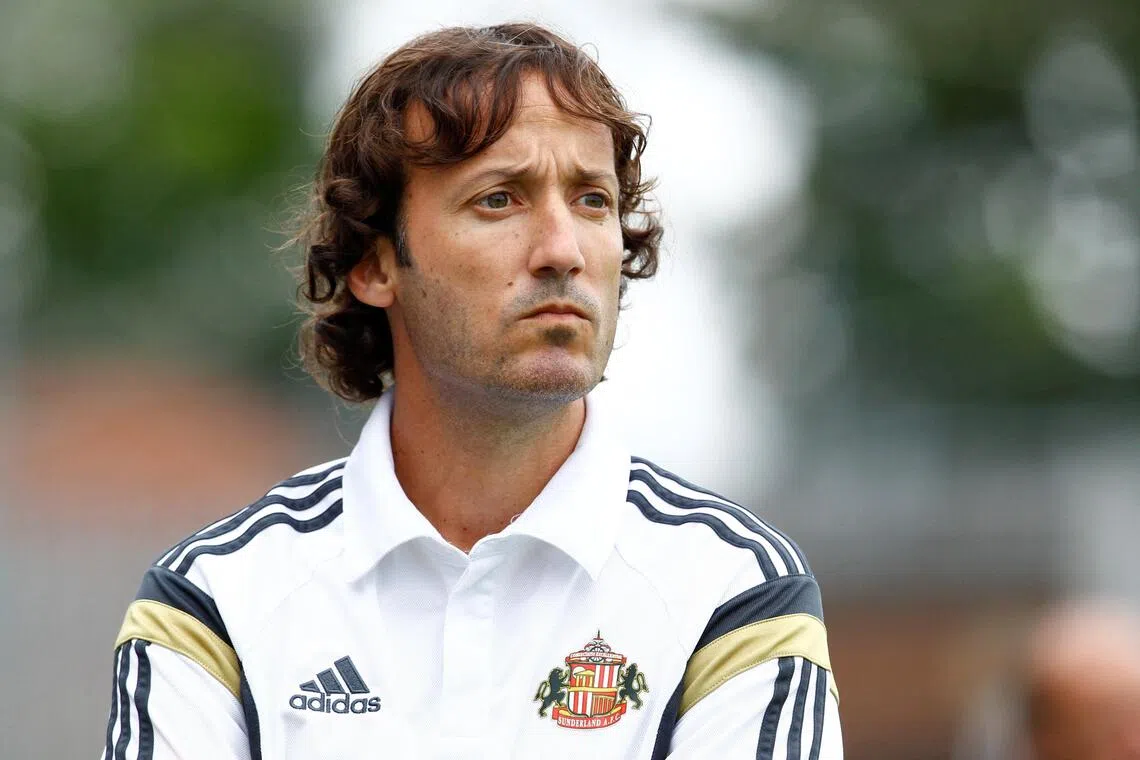 Then Sunderland assistant coach Mauricio Taricco at a pre-season match against Hartlepool United in July 2014. He is now Jeonbuk Hyundai Motors' assistant coach and has been suspended and fined for a racist gesture.