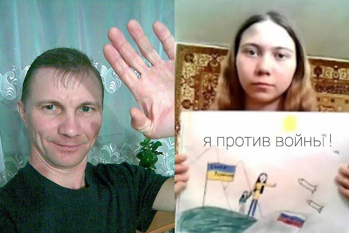 Russian authorities first targeted dad Alexei (left) and his daughter Maria after the teenager drew a picture critical of Moscow’s invasion of Ukraine at school.