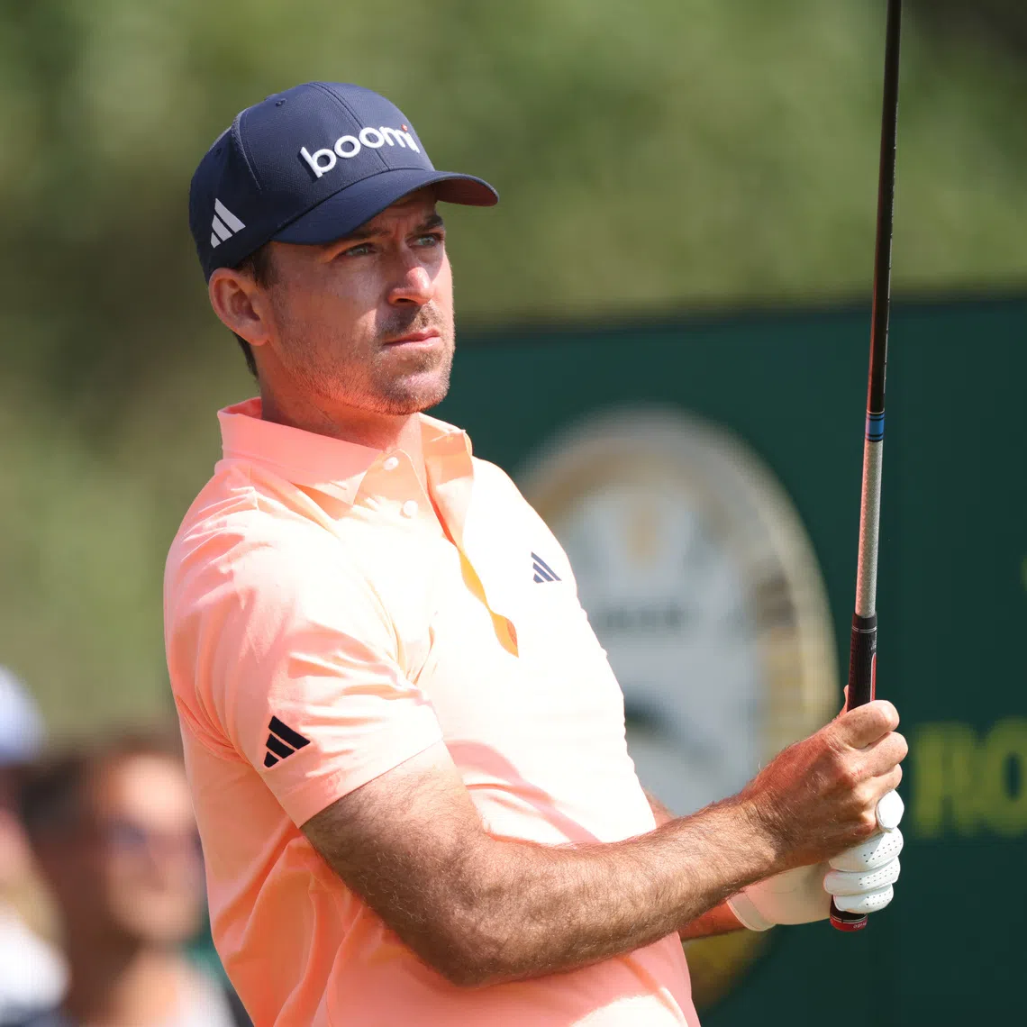 Jul 17, 2026; Southport, ENG; Nick Taylor watches his shot from the second tee during the second round of The Open Championship golf tournament at Royal Birkdale. Mandatory Credit: Bill Streicher-Imagn Images