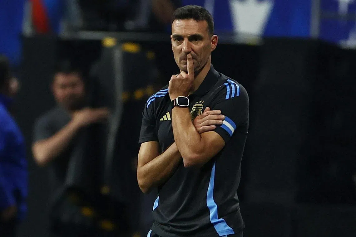 Lionel Scaloni added the temporary grass surface made it difficult for his team to play their normal game and take the tactical approach he prefers.