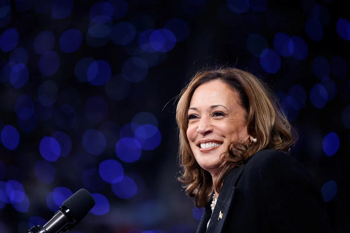 FILE PHOTO: Democratic presidential nominee and U.S. Vice President Kamala Harris holds a campaign rally in Greensboro, North Carolina, U.S., September 12, 2024. REUTERS/Jonathan Drake/File Photo