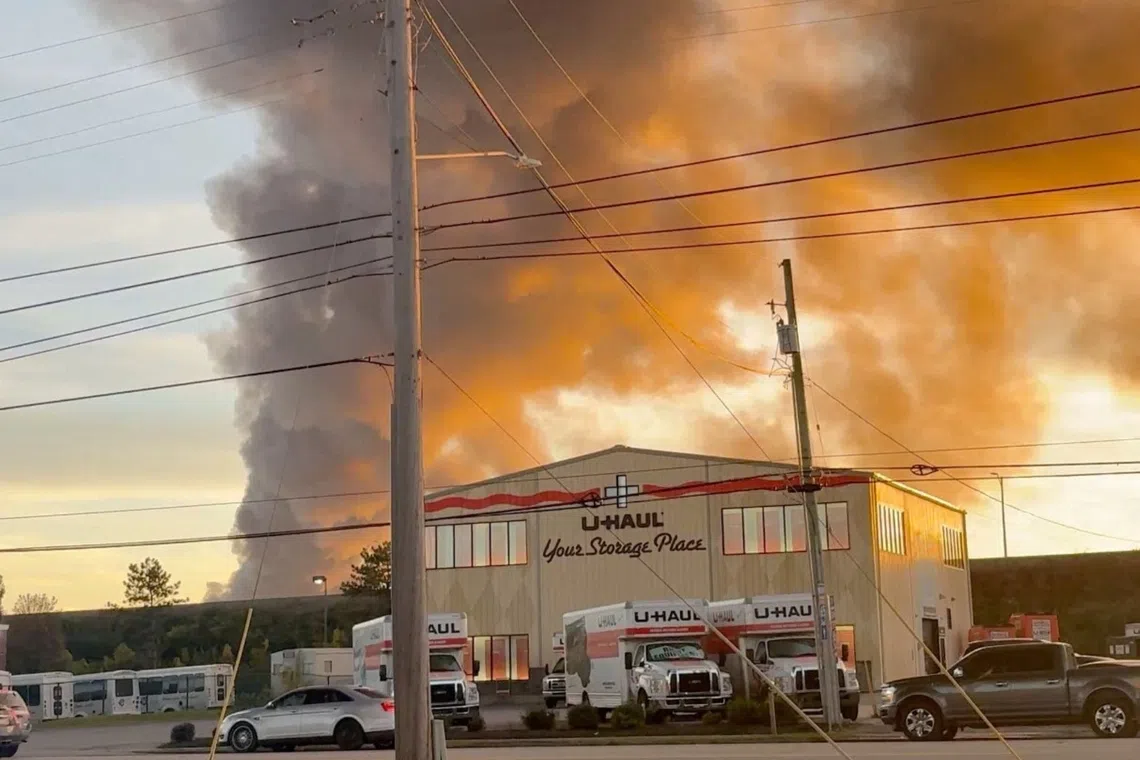 The plane crashed into an auto parts store and a waste treatment business, which house materials similar to those found on planes.