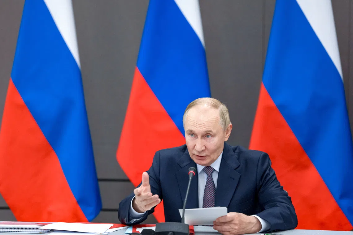 FILE PHOTO: Russian President Vladimir Putin chairs a meeting of the Military-Industrial Commission in Perm, Russia September 19, 2025. Sputnik/Gavriil Grigorov/Pool via REUTERS/ File Photo