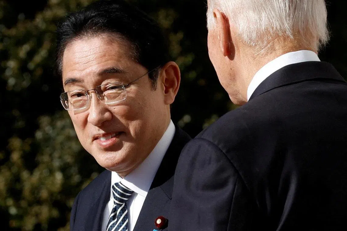 Japanese Prime Minister Fumio Kishida and US President Joe Biden met in Washington, on Jan 13, 2023.