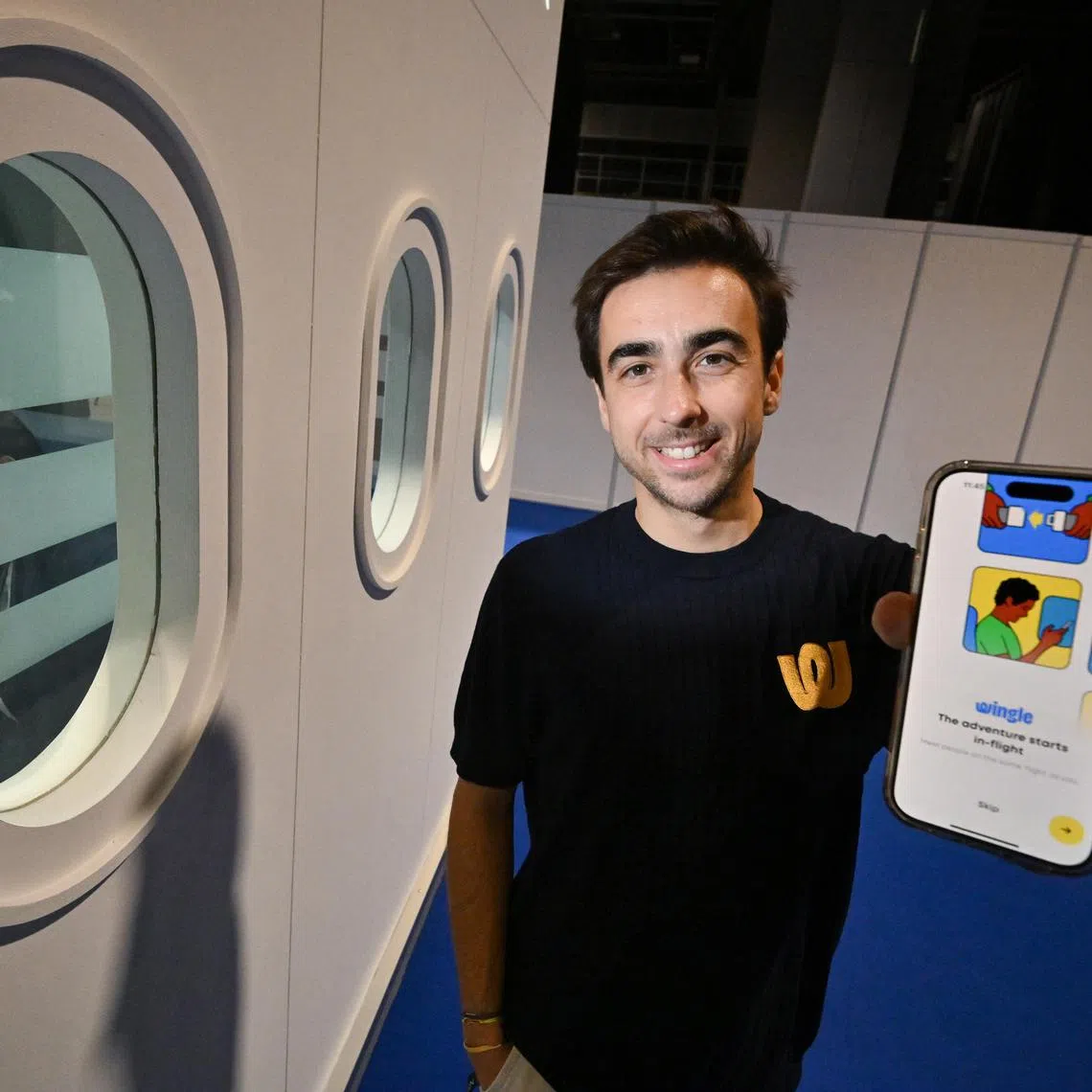 Mr Inigo Merino, the co-founder of third-party in-flight messaging app Wingle, which has been billed by some as the “Tinder of aeroplanes”.