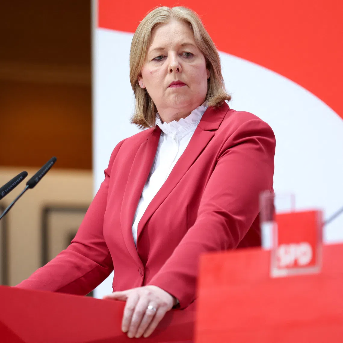Social Democratic Party (SPD) co-leader Baerbel Bas attends a press conference, the day after the Saxony-Anhalt state elections, in Berlin, Germany, September 7, 2026.     REUTERS/Maryam Majd