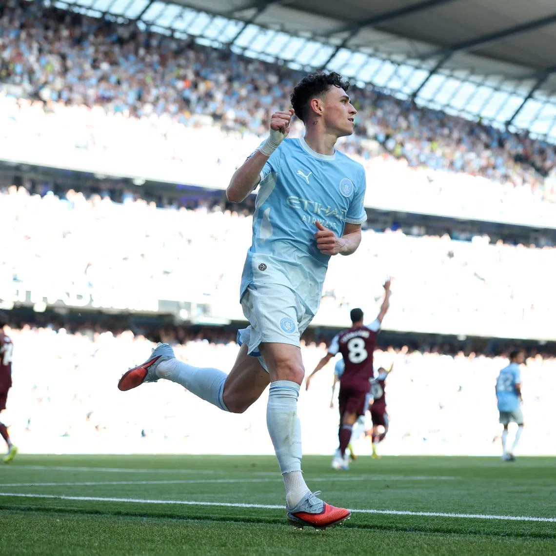 Soccer Football - Premier League - Manchester City v Aston Villa - Etihad Stadium, Manchester, Britain - May 24, 2026 Manchester City's Phil Foden celebrates scoring a goal that was later disallowed REUTERS/Phil Noble
