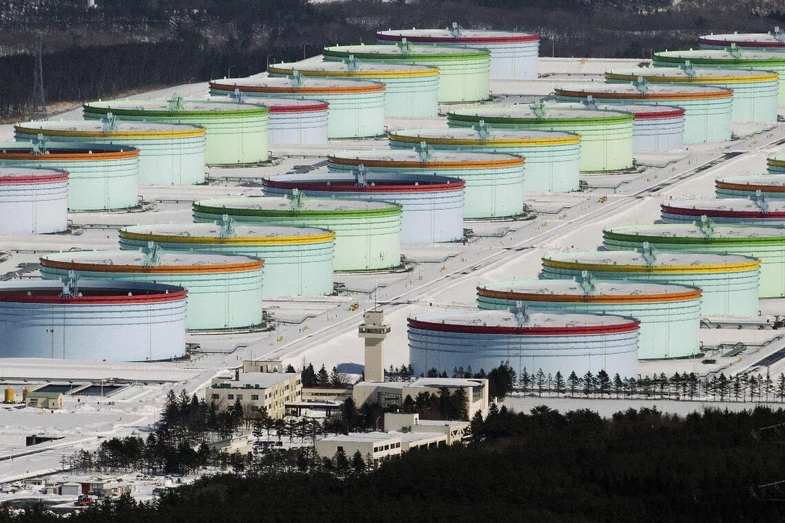 This photo taken on Feb 11 shows the Mutsu Ogawara National Oil Stockpiling Base, Japan's first national oil stockpiling base. Japan started its national oil reserve system in 1978, several years after the Arab oil embargo. 