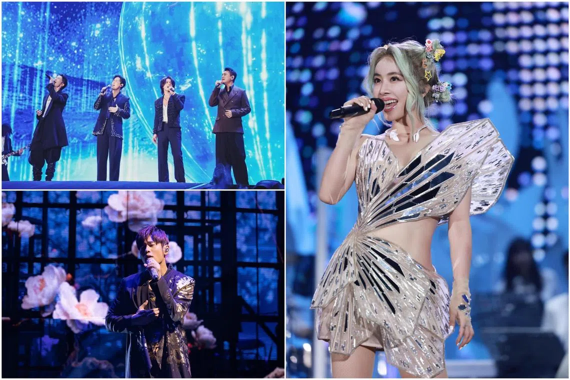 (Clockwise from top left) Former Taiwanese boy band F4, and Taiwanese pop stars Jolin Tsai and Jay Chou.