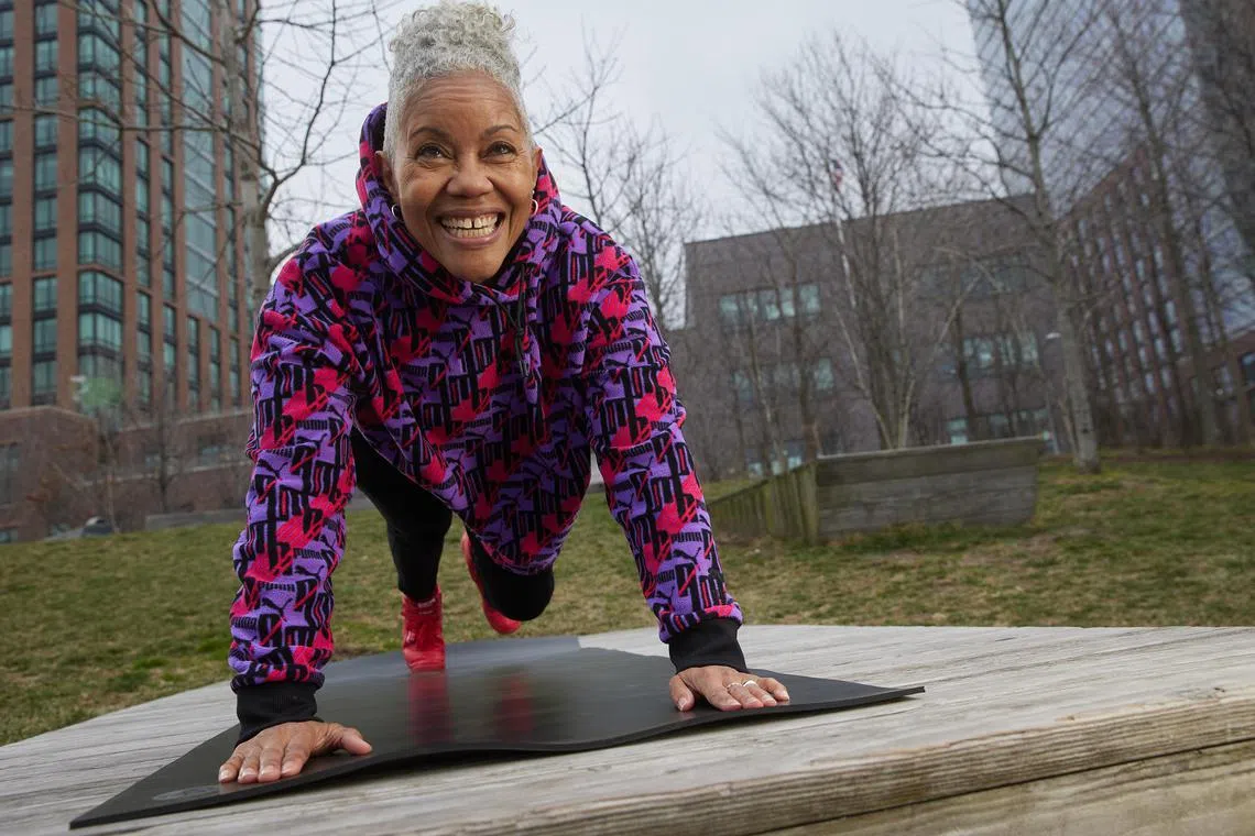 Diane Butts, a 60-year-old actor and model, exercises in New York. The most important thing for aging well is to build a healthy, regular fitness habit. 