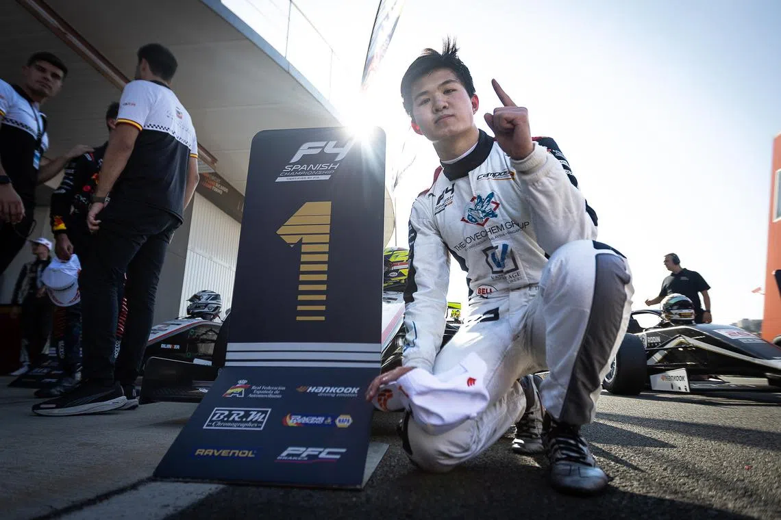 Singaporean teen Christian Ho claimed his second win of the 2023 Spanish Formula 4 championship in Valencia on Oct 15.
