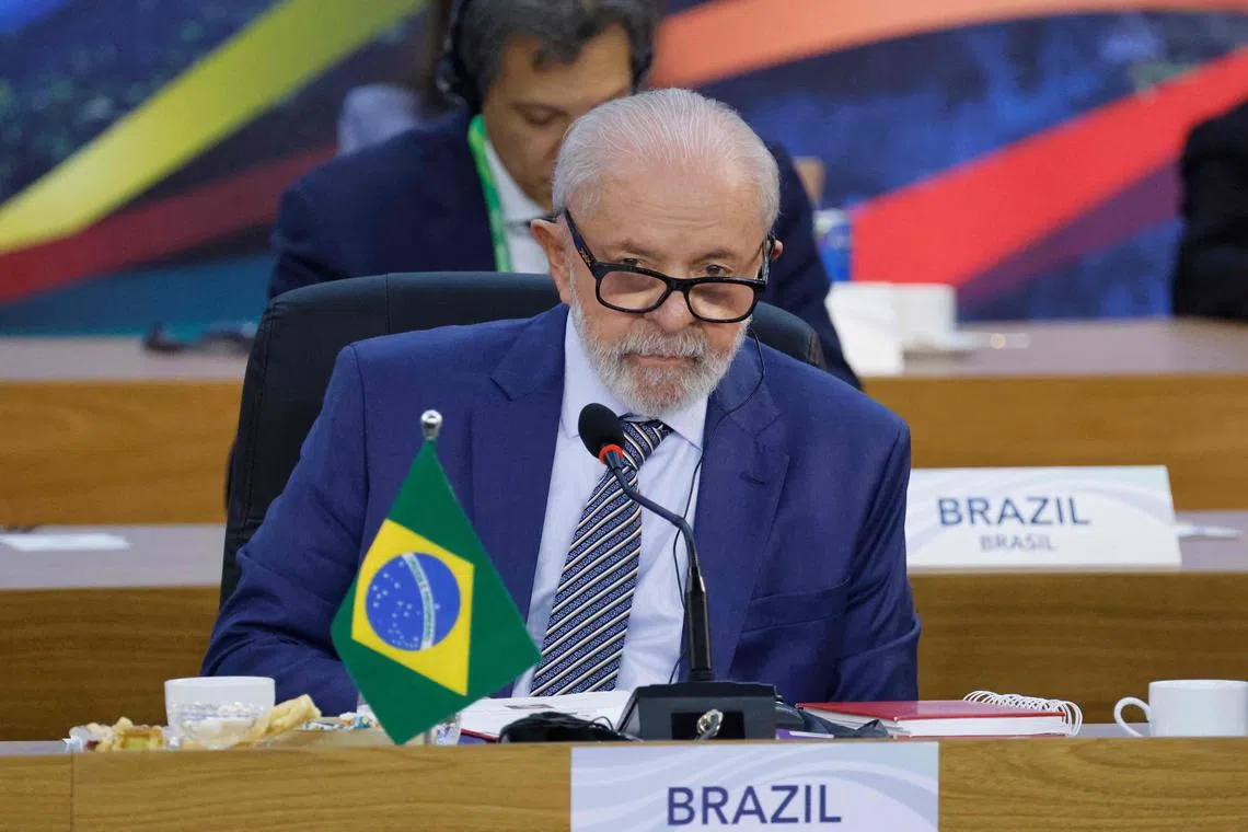 Brazilian President Luiz Inacio Lula da Silva attending a G-20 Leaders' Meeting in Rio de Janeiro, Brazil, on Nov 19.