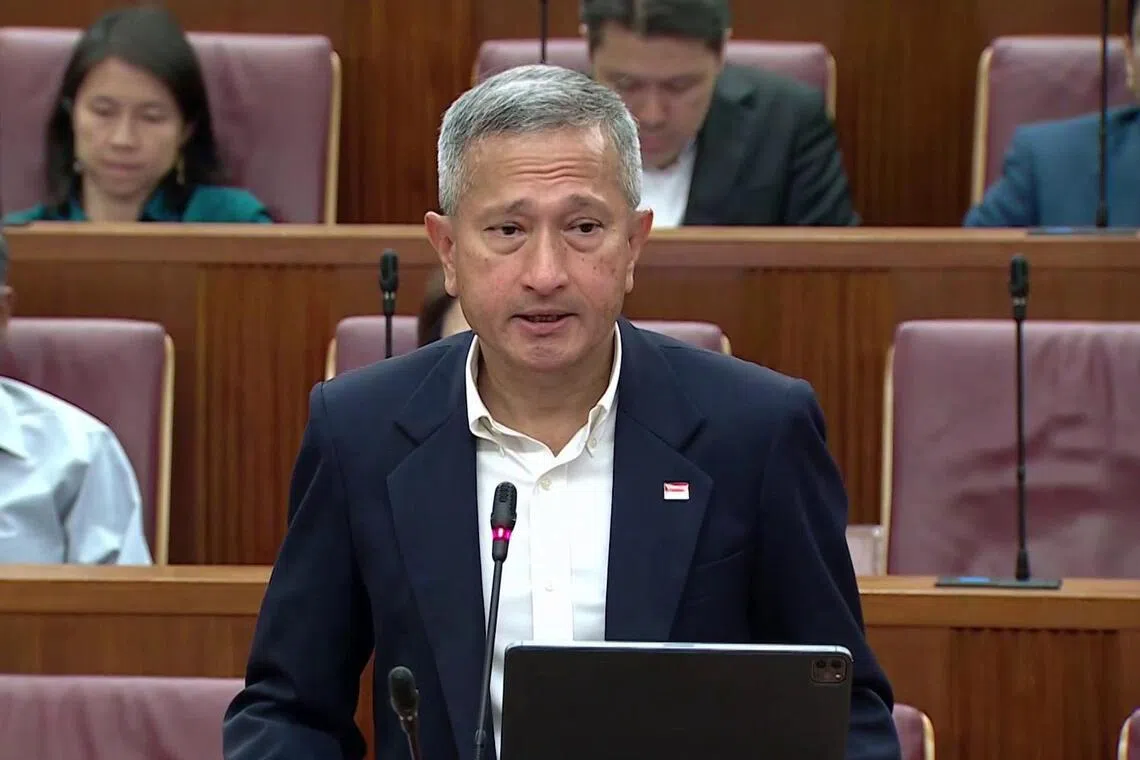 Dr Vivian Balakrishnan, Minister for Foreign Affairs of Singapore speaking in parliament on Sept 22, 2025.