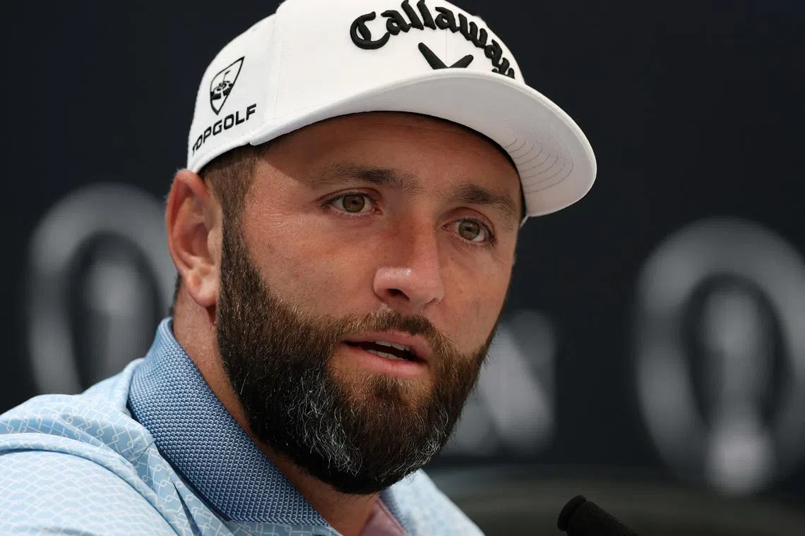 Golf - The 154th Open Championship - Royal Birkdale Golf Club, Southport, Britain - July 14, 2026 Spain's Jon Rahm during the press conference REUTERS/Andrew Boyers