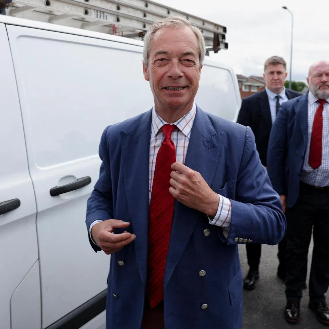 Reform UK leader Nigel Farage arrives to vote in the Makerfield by-election, triggered by the resignation of Labour MP John Simons, in Wigan, Britain, June 18, 2026.