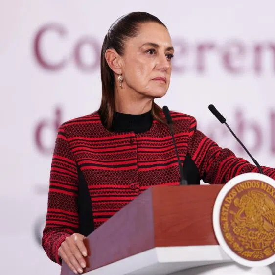 Mexico's President Claudia Sheinbaum addresses the media in her daily press conference saying that her government was "going to take greater measures" following the death last week of a Mexican being held at a federal immigrant detention center in the U.S., in Mexico City, Mexico March 30, 2026. REUTERS/Quetzalli Nicte-Ha
