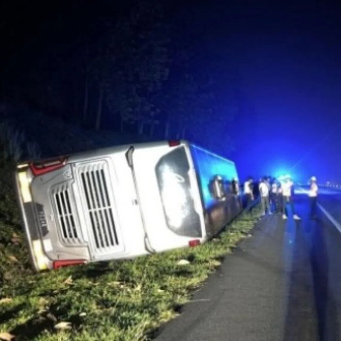 The bus, which was carrying 12 people, was travelling from Singapore to Kuala Lumpur when the accident occurred.