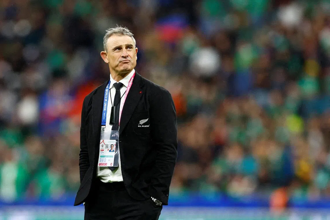 FILE PHOTO: Rugby Union - Rugby World Cup 2023 - Quarter Final - Ireland v New Zealand - Stade de France, Saint-Denis, France - October 14, 2023 New Zealand coach Scott McLeod before the match REUTERS/Sarah Meyssonnier/File Photo
