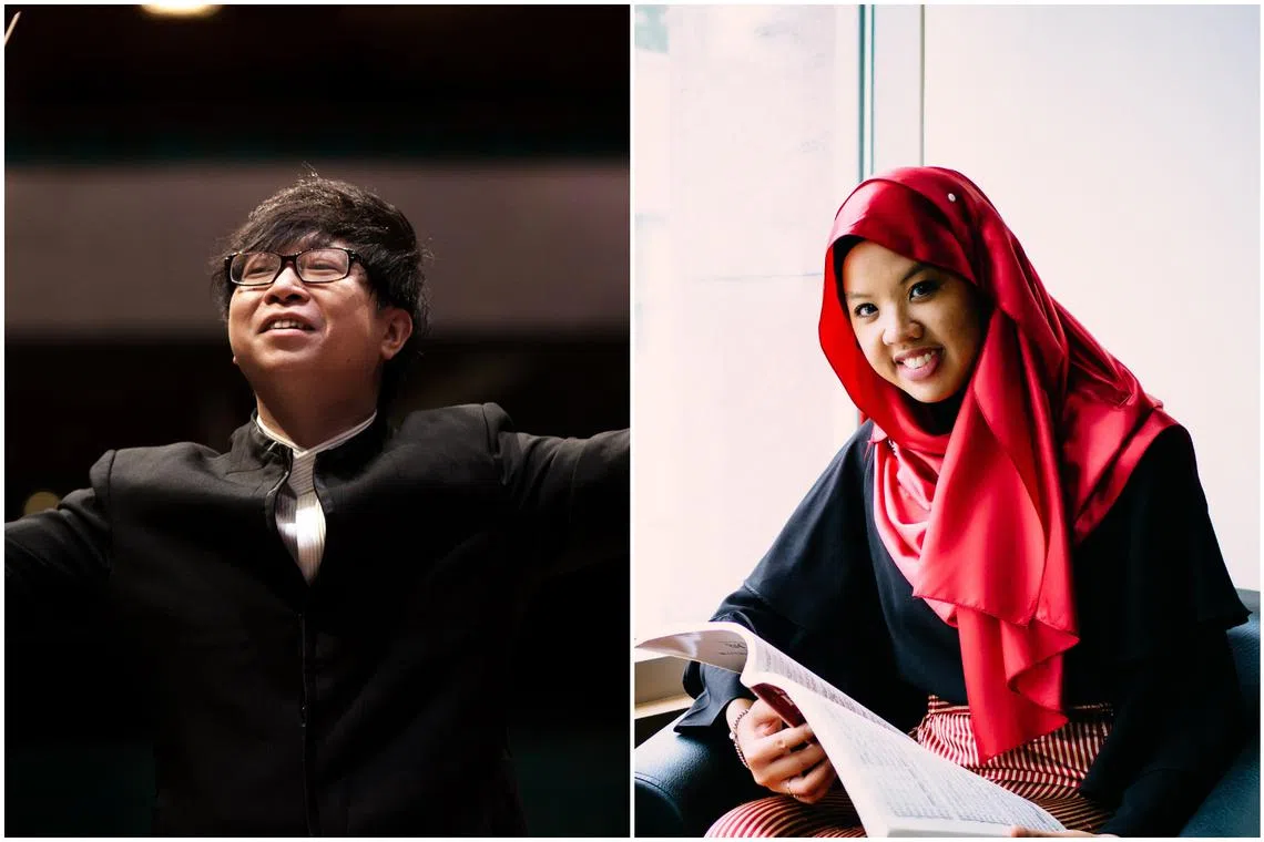 Kahchun Wong (left) and Syafiqah ‘Adha Sallehin were united again in the world premiere of Syafiqah’s Aeriq’s Lullaby.