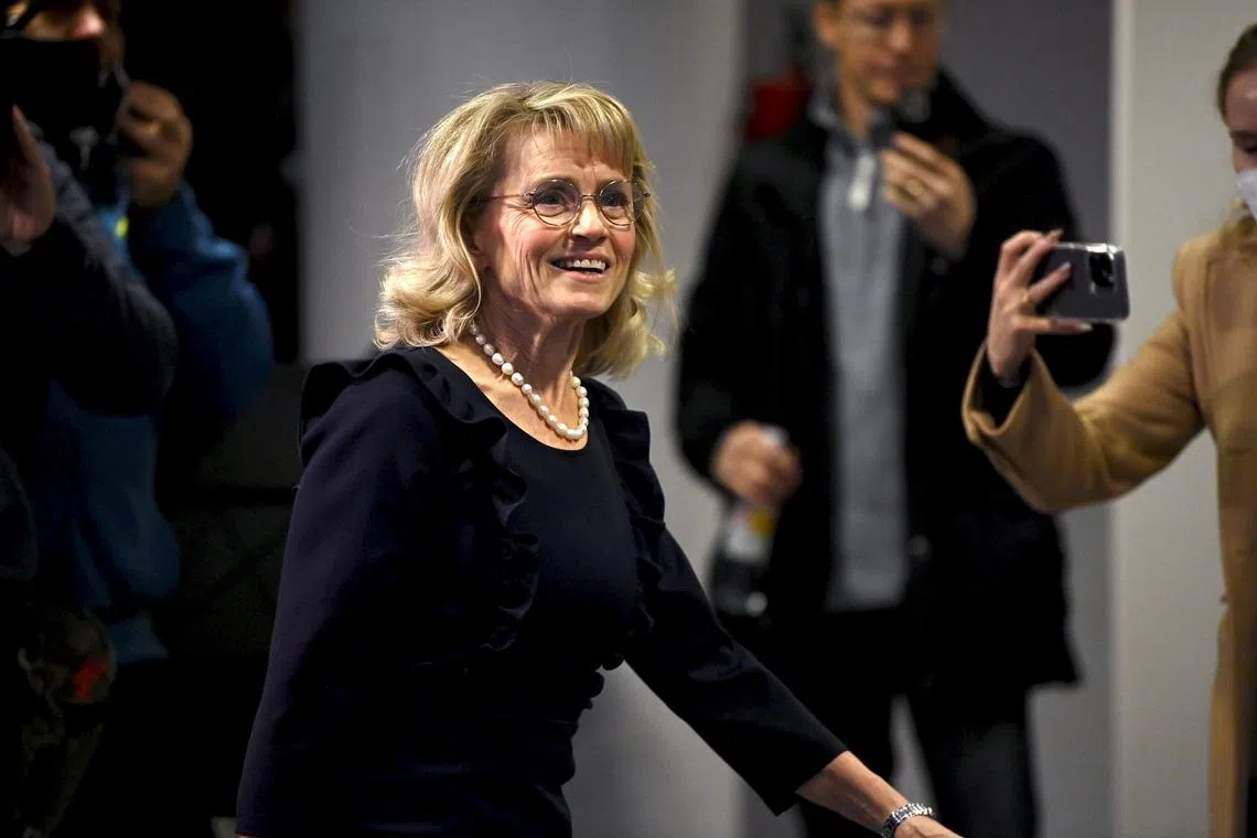 Finnish Member of Parliament Paivi Rasanen, accused of incitements against a minority group, arrives to attend a court session at Helsinki District Court in Helsinki, Finland January 24, 2022. Lehtikuva/Antti Aimo-Koivisto/via REUTERS