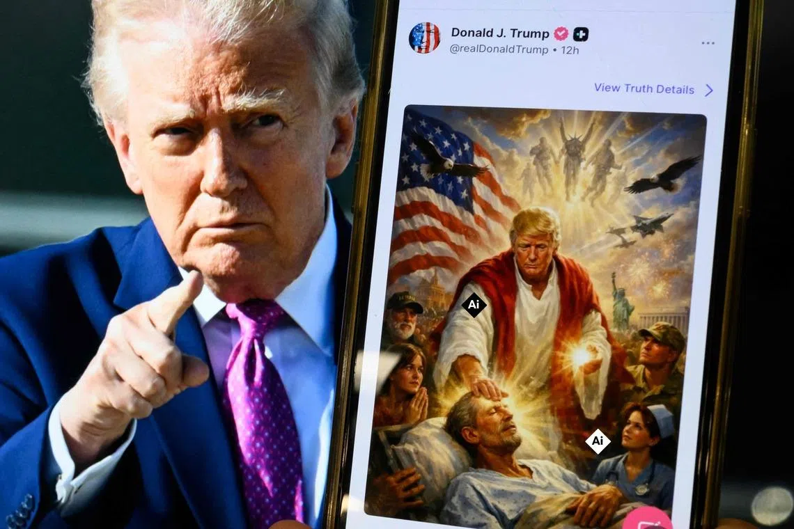 US President Donald Trump recently posted an AI-generated image seemingly depicting himself as a figure like Jesus Christ, which was later deleted. 