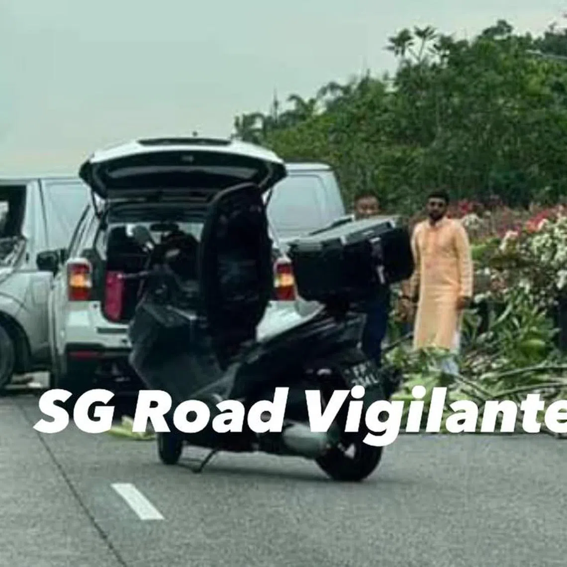 A light-coloured van crashed through the central divider of the East Coast Parkway on Friday afternoon.