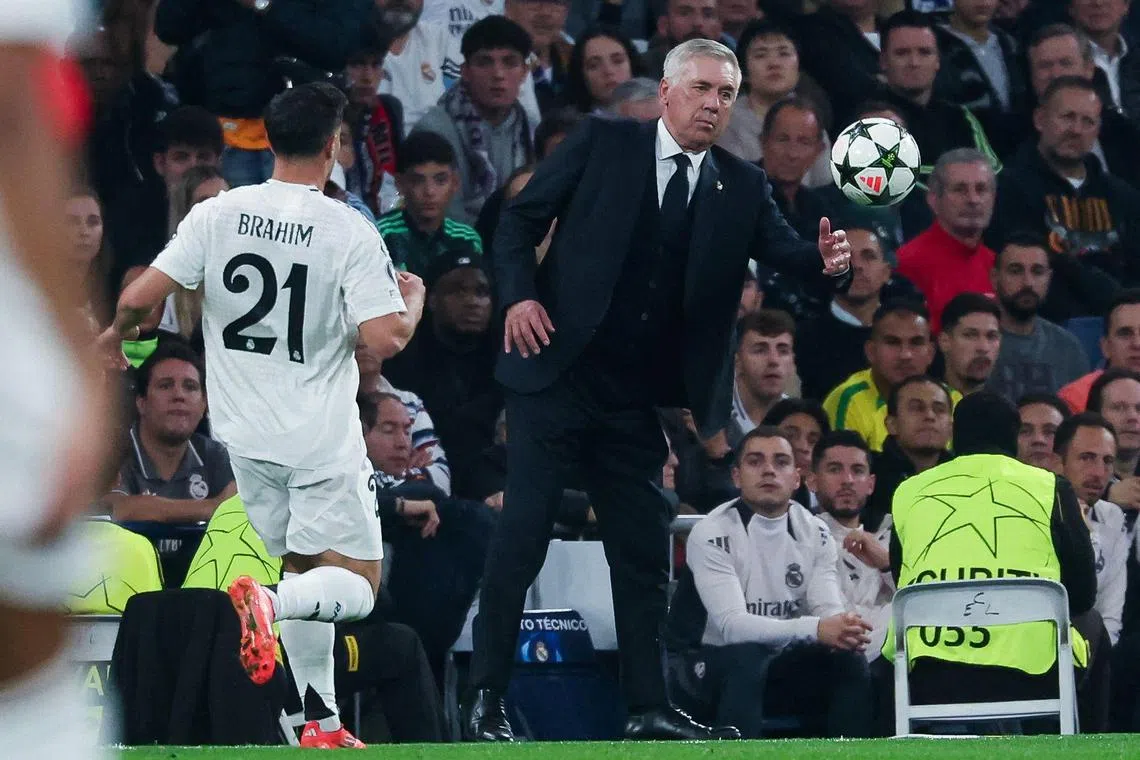 Real Madrid coach Carlo Ancelotti during the Champions League match against AC Milan, which his side lost 3-1.