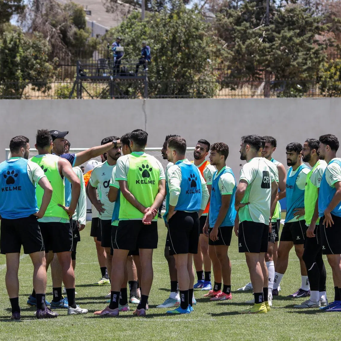 FILE PHOTO: Jordan national soccer team players take part in a training session in preparation for the 2026 FIFA World Cup, in Amman, Jordan, May 24, 2026. REUTERS/Alaa Al Sukhni/File Photo