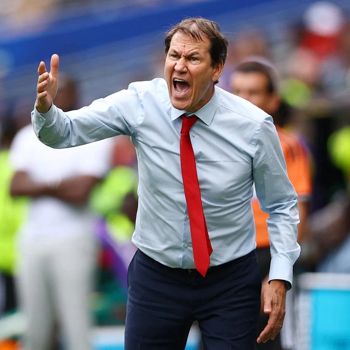 Soccer Football - FIFA World Cup 2026 - Round of 32 - Belgium v Senegal - Seattle Stadium, Seattle, Washington, U.S. - July 1, 2026 Belgium coach Rudi Garcia reacts REUTERS/Agustin Marcarian