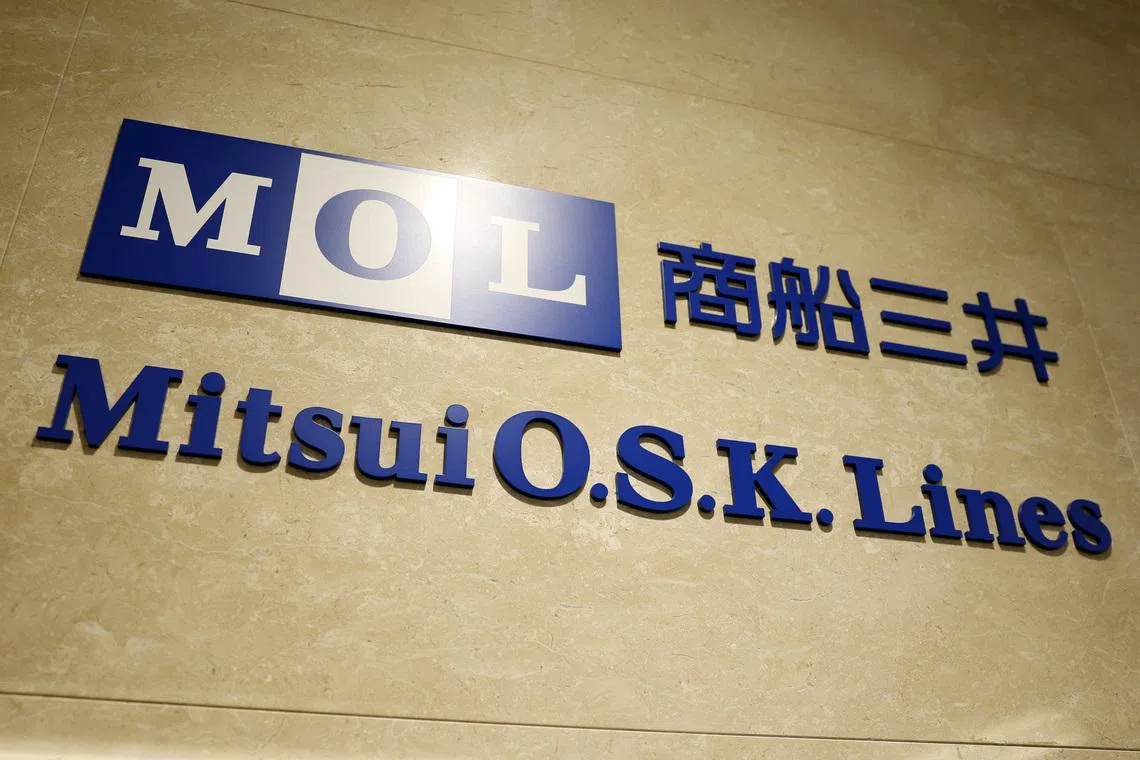 A signboard of Mitsui O.S.K Lines at the company headquarters in Tokyo, Japan, April 9, 2026.  REUTERS/Issei Kato